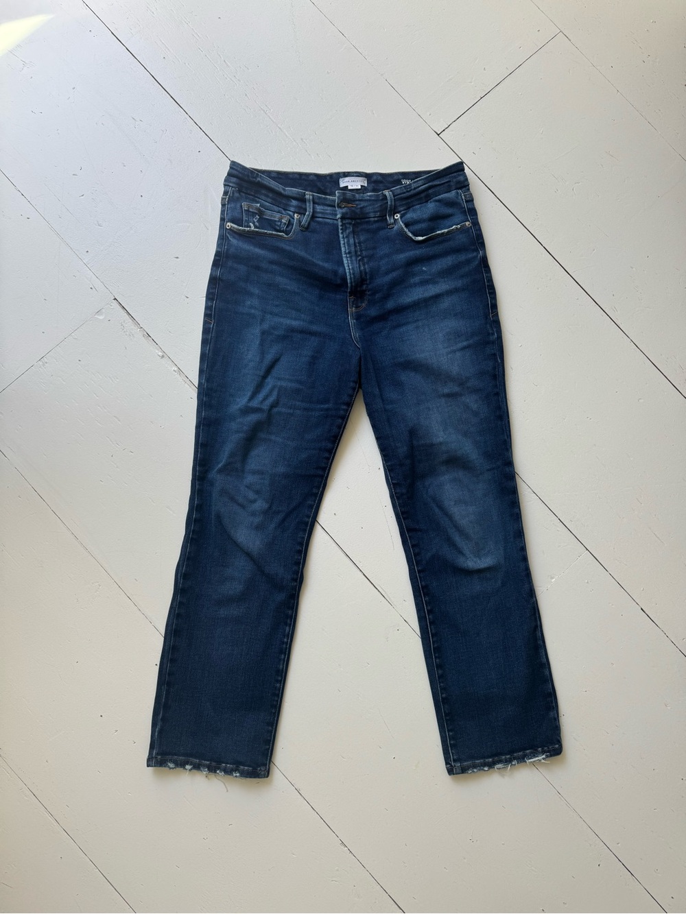 Good American Dark Blue Straight Leg Jeans